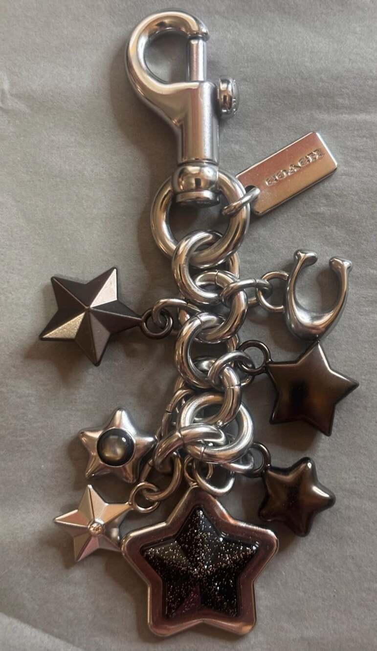 Coach Star Cluster Bag Charm Silver and Black